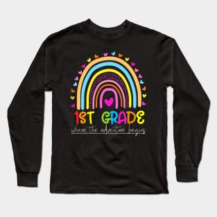 Rainbow 1st Grade Where The Adventure Begins Long Sleeve T-Shirt